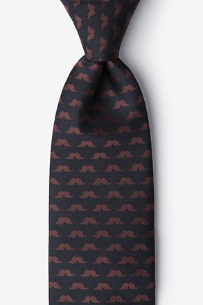 _Mustache Repeat Black Extra Long Tie_